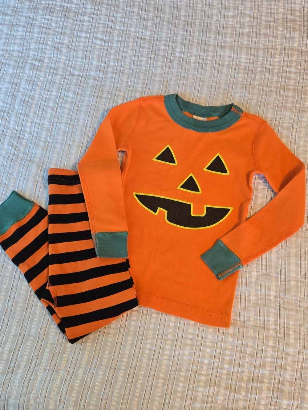 Kids Orange Pumpkin Halloween Pajama Costume